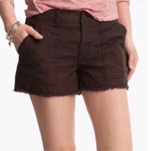 Free People Brown Textured Cargo Shorts Size 10 Cotton High Rise Frayed Hem